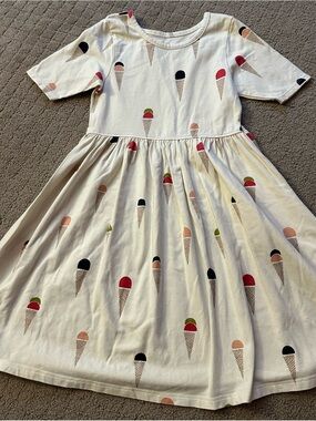 Pink Chicken Girls' Ice Cream Print Cream Dress